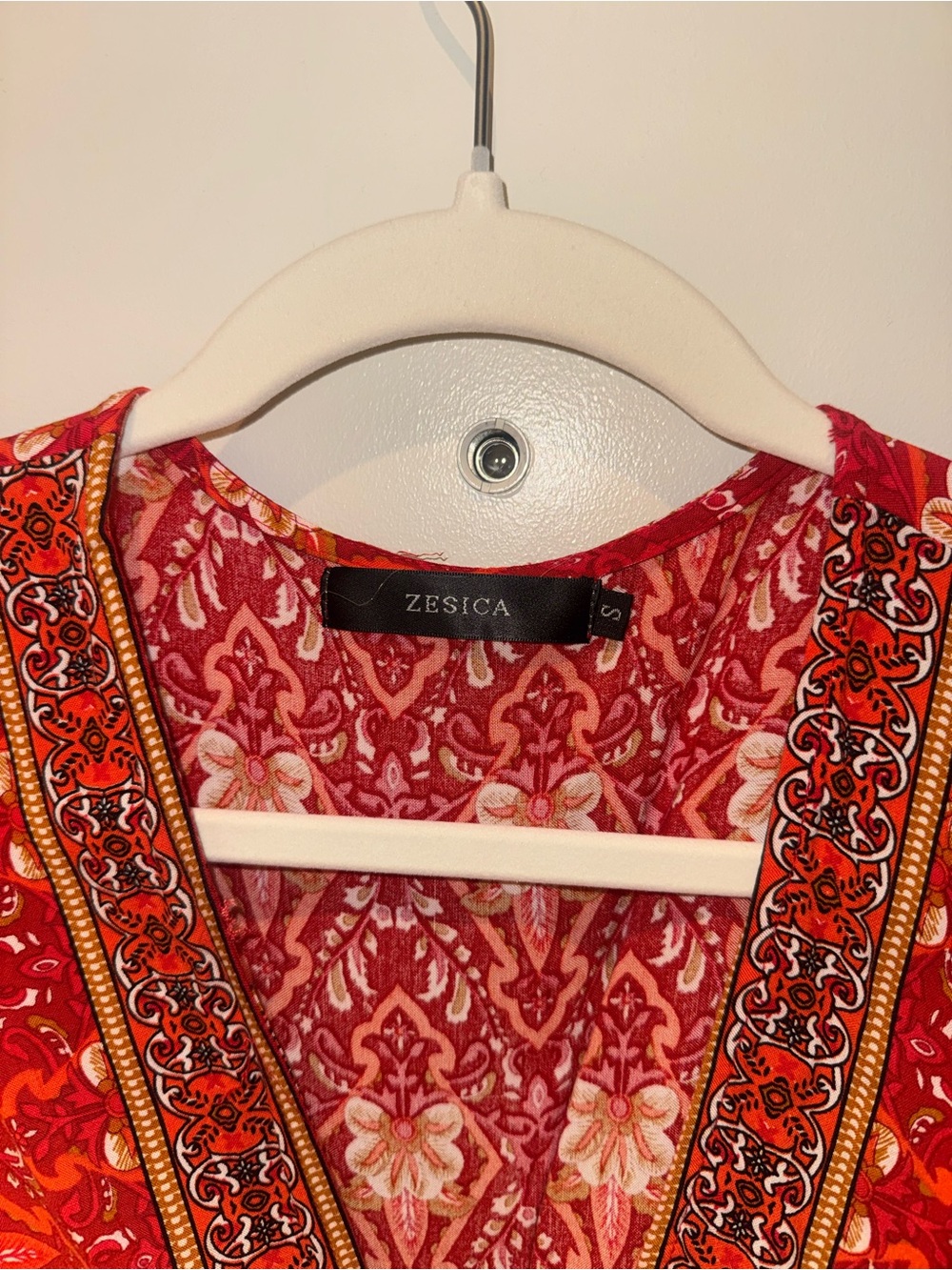 Red Floral Wrap Maxi Dress with Short Sleeves - Picture 4 of 4